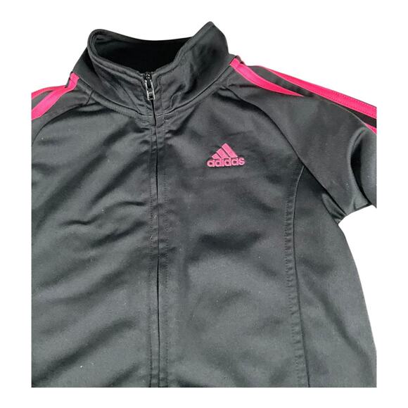 ADIDAS Black W/Dark Pink Track Zip Up Jacket SZ 6 & Black/ Light Pink Pants SZ 5 - Picture 6 of 9